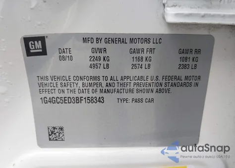 2011 Buick Lacrosse Cxl из США, поврежденный, VIN 1G4GC5ED3BF158343